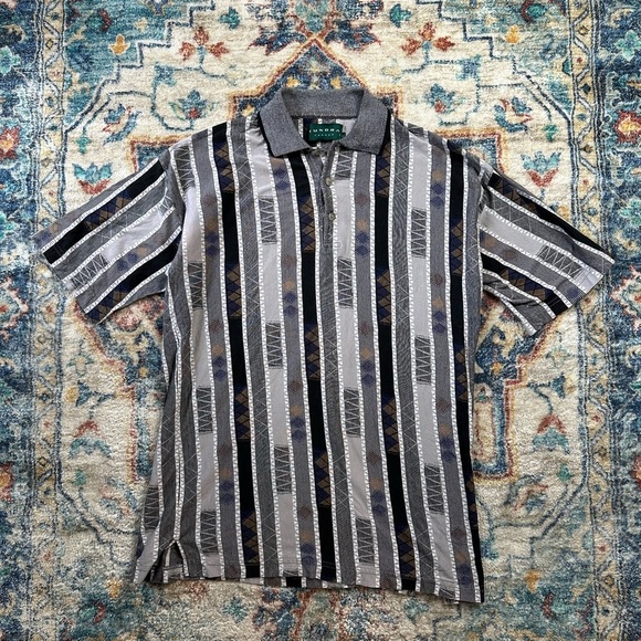 Vintage Tundra Striped Textured Polo Shirt Size XL - Picture 1 of 4